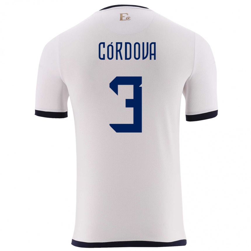 Kids Football Ecuador Luis Cordova #3 White Away Jersey 24-26 T-Shirt Za