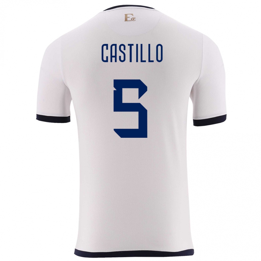 Kids Football Ecuador Denil Castillo #5 White Away Jersey 24-26 T-Shirt Za