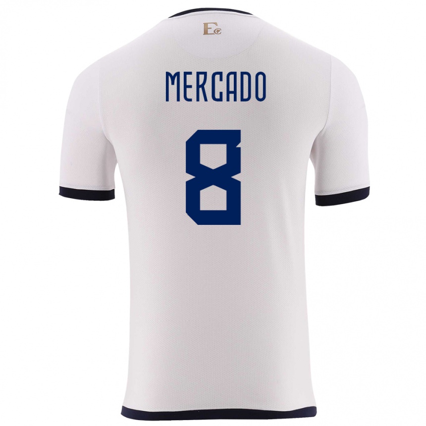 Kids Football Ecuador Patrik Mercado #8 White Away Jersey 24-26 T-Shirt Za