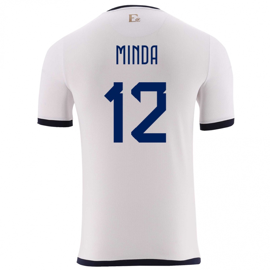 Kids Football Ecuador Ethan Minda #12 White Away Jersey 24-26 T-Shirt Za