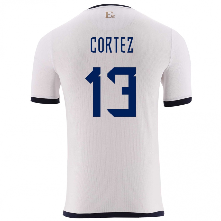 Kids Football Ecuador Steven Cortez #13 White Away Jersey 24-26 T-Shirt Za