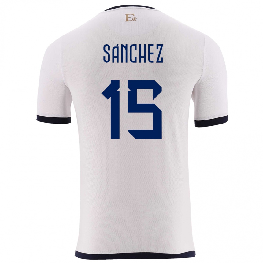 Kids Football Ecuador Juan Sanchez #15 White Away Jersey 24-26 T-Shirt Za