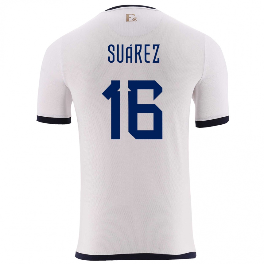 Kids Football Ecuador Ariel Suarez #16 White Away Jersey 24-26 T-Shirt Za