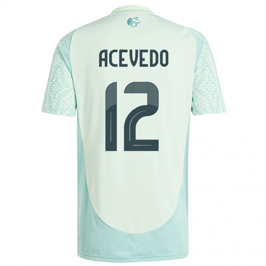 Kids Football Mexico Carlos Acevedo #12 Linen Green Away Jersey 24-26 T-Shirt Za