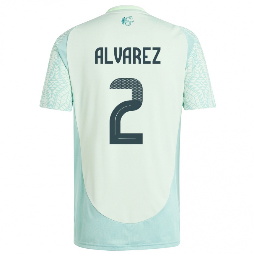 Kids Football Mexico Kevin Alvarez #2 Linen Green Away Jersey 24-26 T-Shirt Za