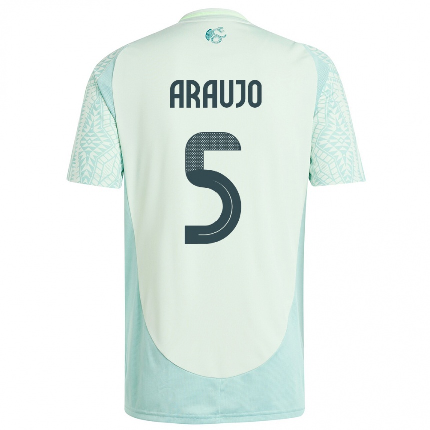 Kids Football Mexico Julian Araujo #5 Linen Green Away Jersey 24-26 T-Shirt Za