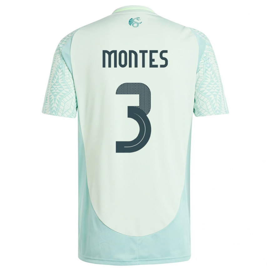 Kids Football Mexico Cesar Montes #3 Linen Green Away Jersey 24-26 T-Shirt Za