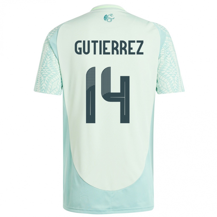 Kids Football Mexico Erick Gutierrez #14 Linen Green Away Jersey 24-26 T-Shirt Za