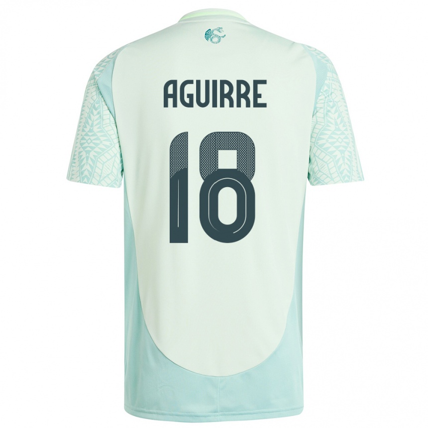 Kids Football Mexico Eduardo Aguirre #18 Linen Green Away Jersey 24-26 T-Shirt Za