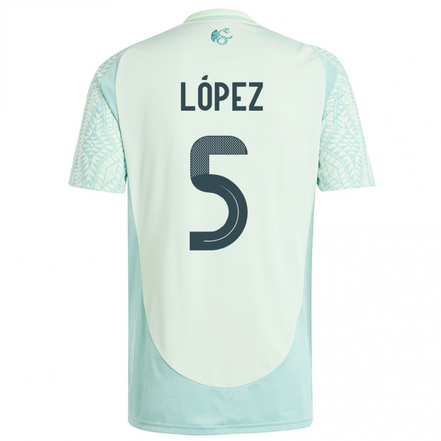 Kids Football Mexico Jimena Lopez #5 Linen Green Away Jersey 24-26 T-Shirt Za