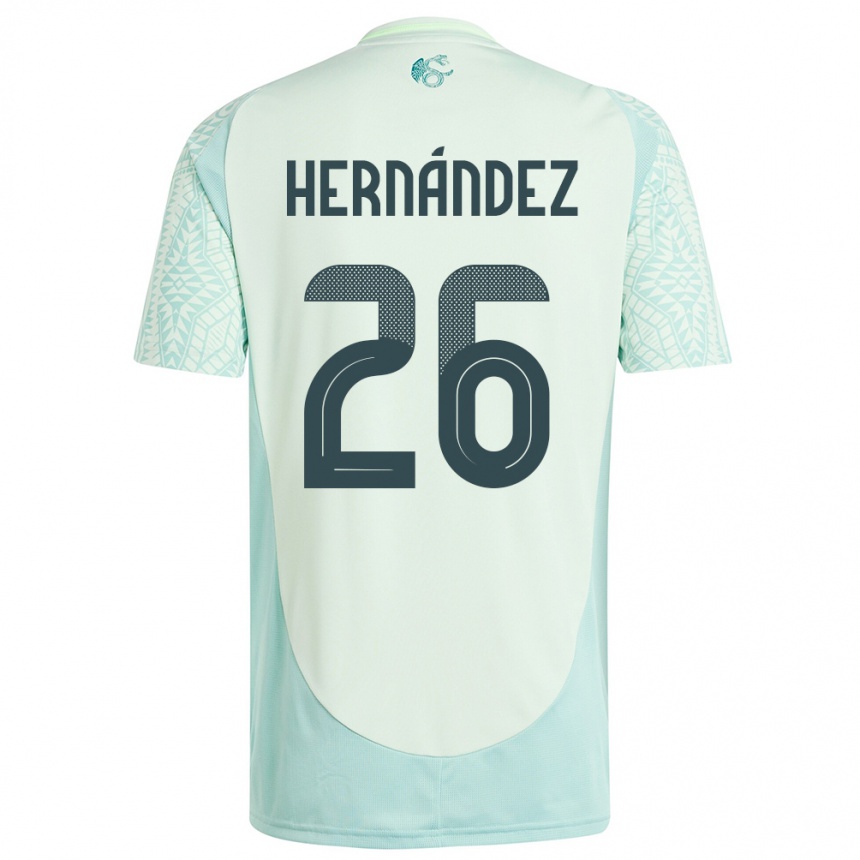 Kids Football Mexico Nicolette Hernandez #26 Linen Green Away Jersey 24-26 T-Shirt Za