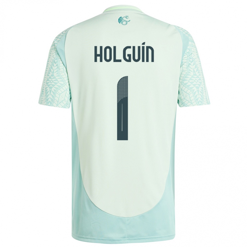 Kids Football Mexico Hector Holguin #1 Linen Green Away Jersey 24-26 T-Shirt Za