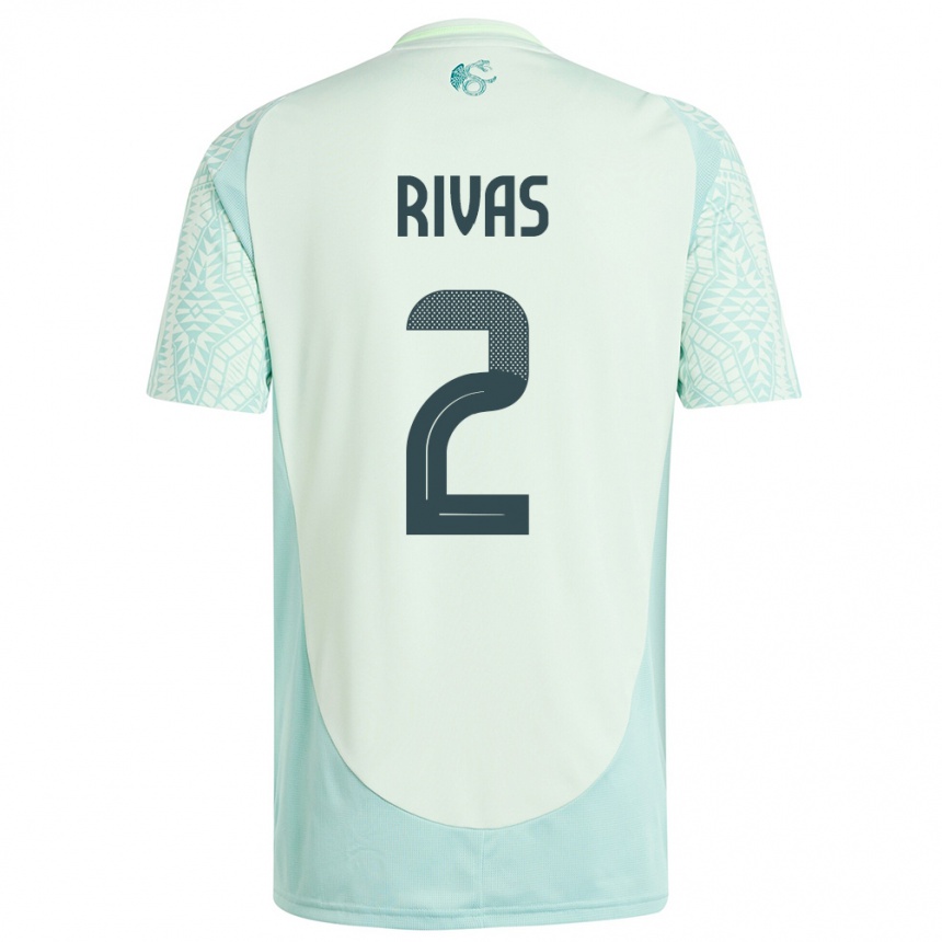 Kids Football Mexico Jesus Rivas #2 Linen Green Away Jersey 24-26 T-Shirt Za