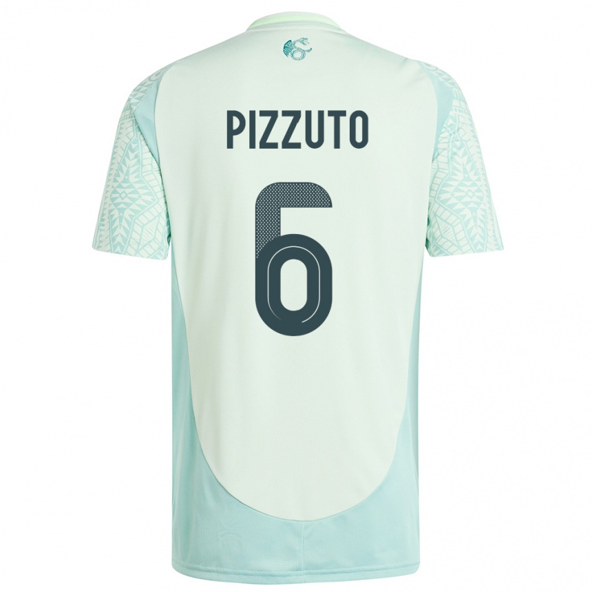 Kids Football Mexico Eugenio Pizzuto #6 Linen Green Away Jersey 24-26 T-Shirt Za