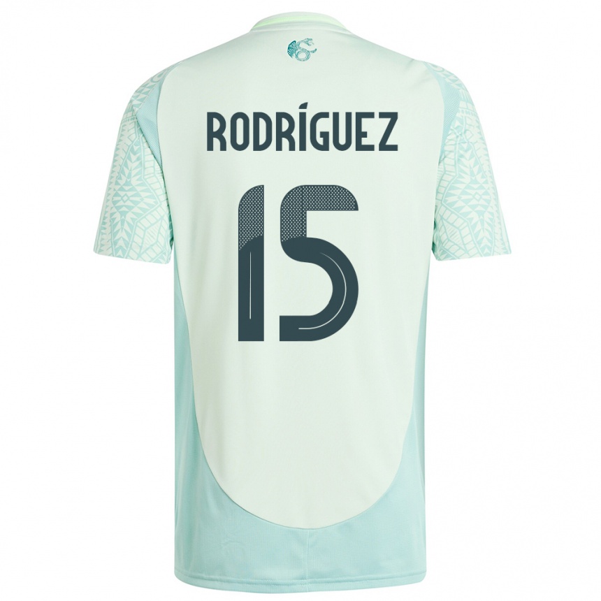 Kids Football Mexico Jorge Rodriguez #15 Linen Green Away Jersey 24-26 T-Shirt Za