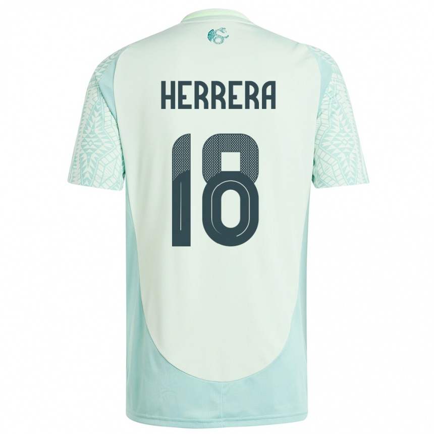 Kids Football Mexico Ozziel Herrera #18 Linen Green Away Jersey 24-26 T-Shirt Za