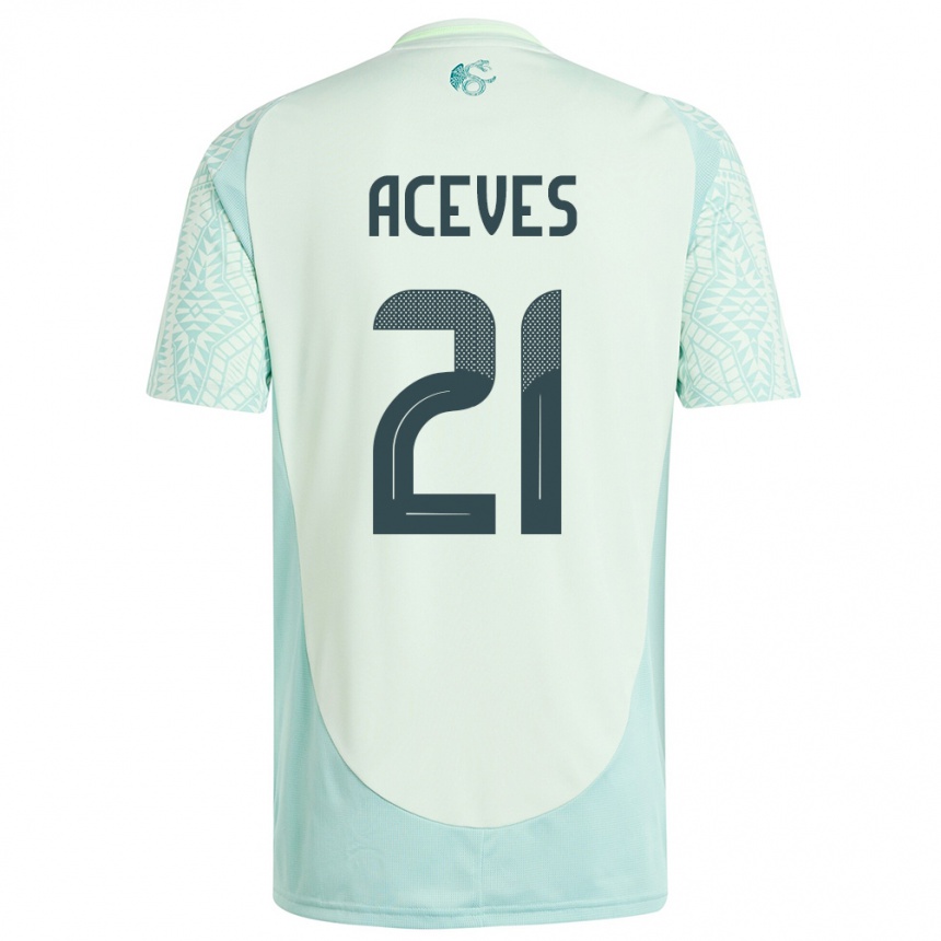 Kids Football Mexico Daniel Aceves #21 Linen Green Away Jersey 24-26 T-Shirt Za