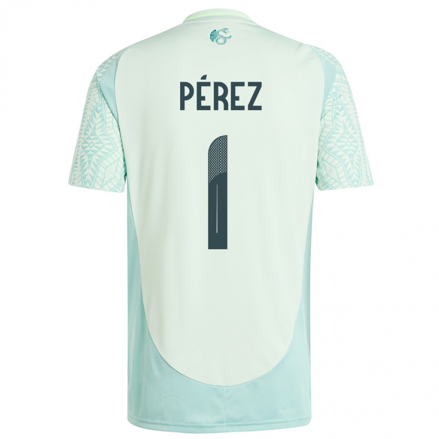 Kids Football Mexico Emiliano Perez #1 Linen Green Away Jersey 24-26 T-Shirt Za