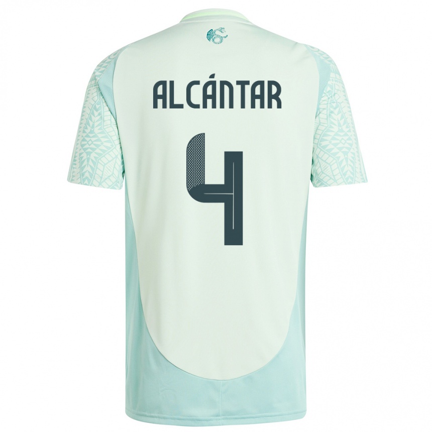 Kids Football Mexico Jesus Alcantar #4 Linen Green Away Jersey 24-26 T-Shirt Za