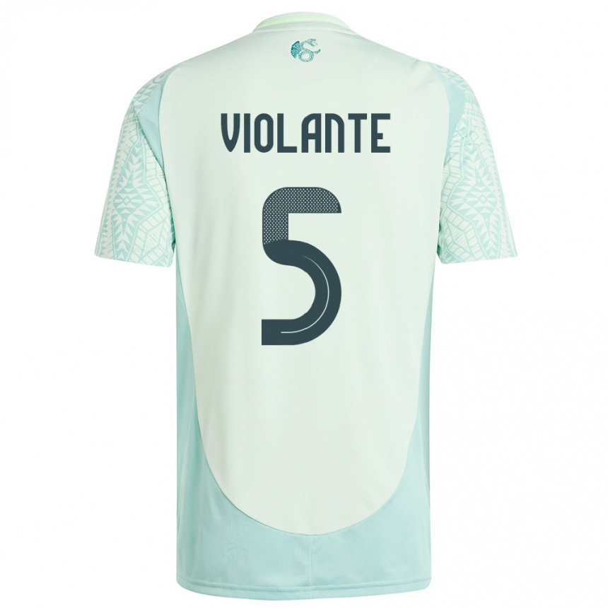 Kids Football Mexico Isaias Violante #5 Linen Green Away Jersey 24-26 T-Shirt Za