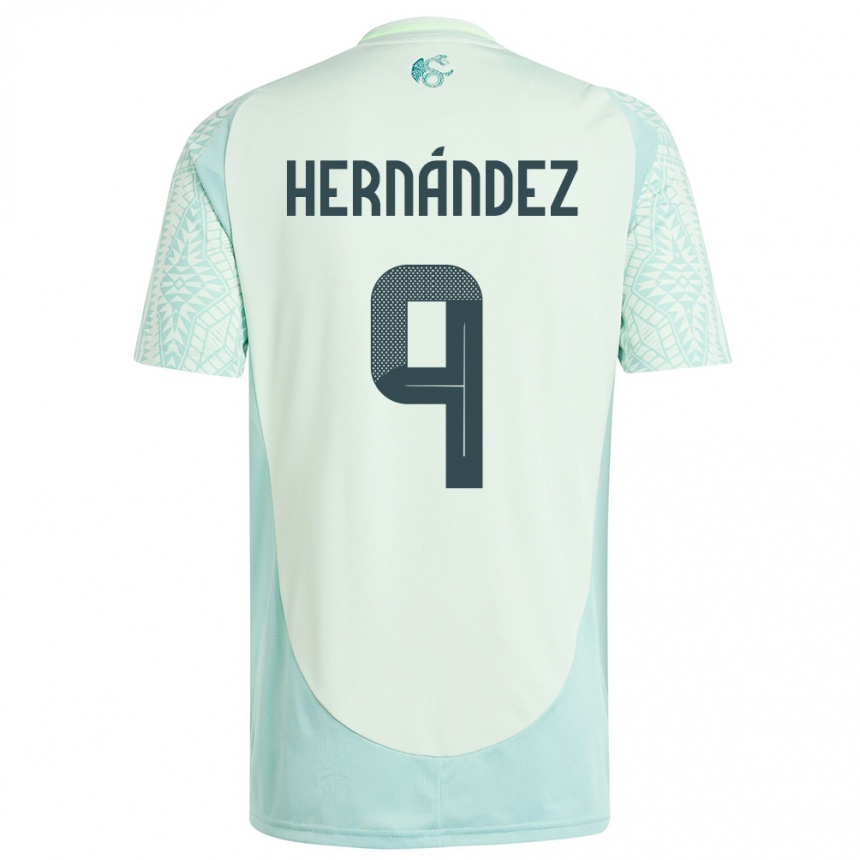 Kids Football Mexico Jesus Hernandez #9 Linen Green Away Jersey 24-26 T-Shirt Za