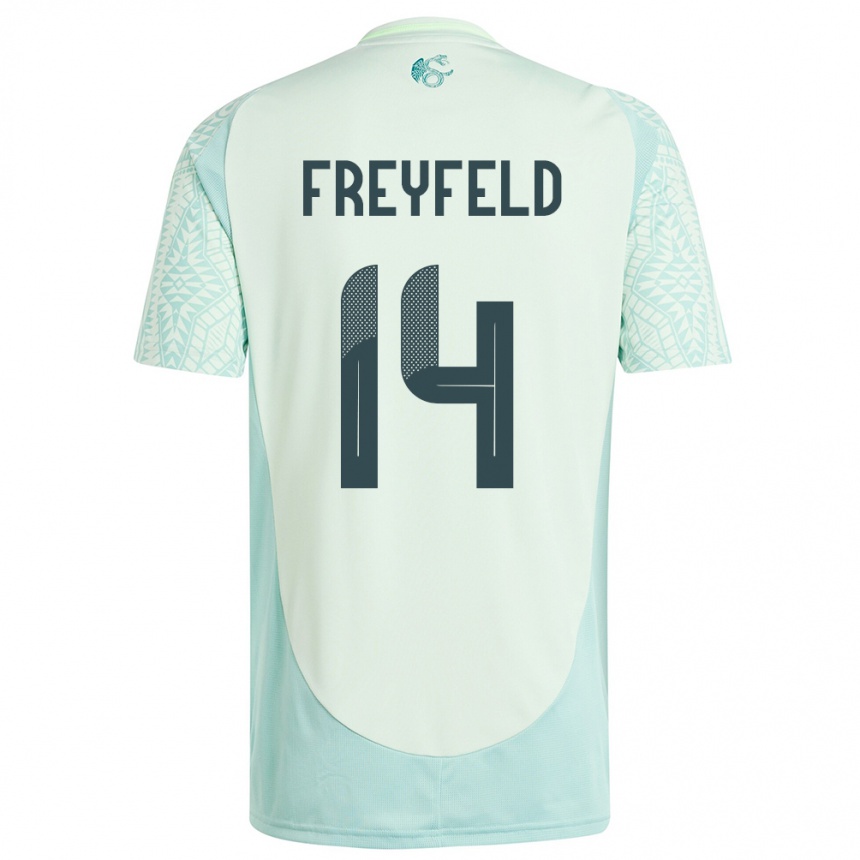 Kids Football Mexico Emiliano Freyfeld #14 Linen Green Away Jersey 24-26 T-Shirt Za