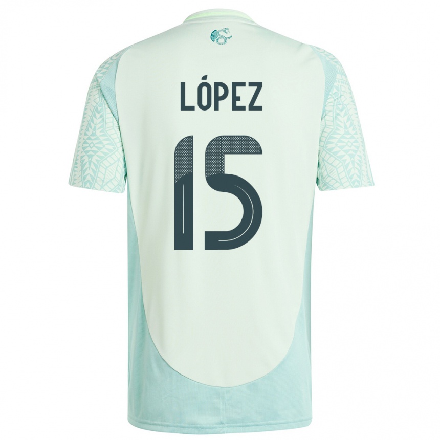 Kids Football Mexico Everardo Lopez #15 Linen Green Away Jersey 24-26 T-Shirt Za