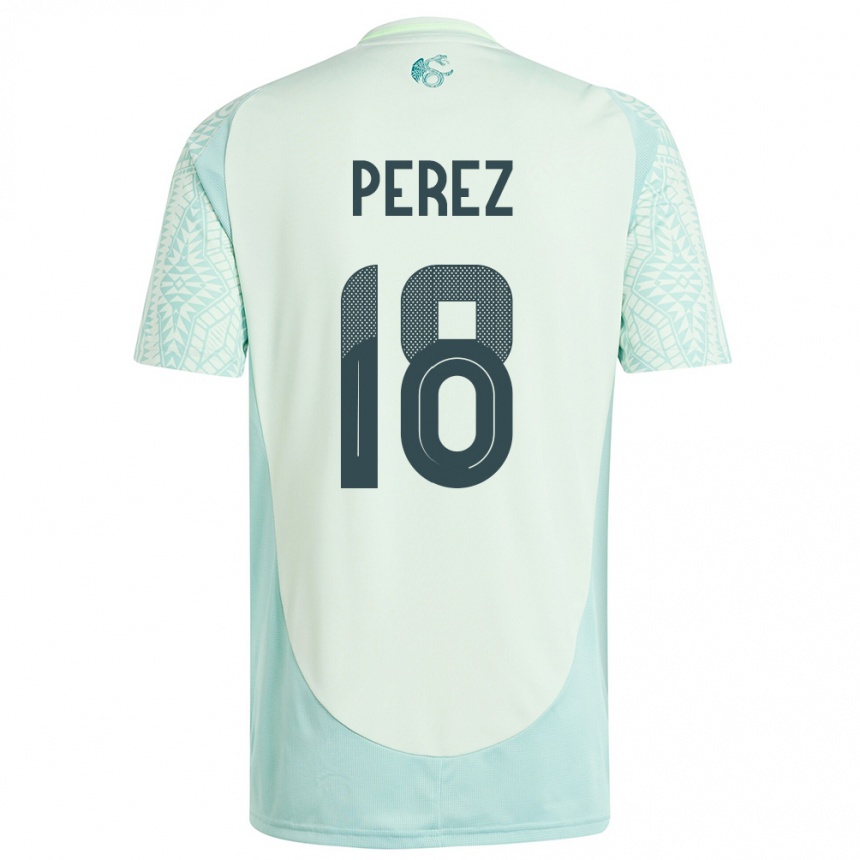 Kids Football Mexico Jonathan Perez #18 Linen Green Away Jersey 24-26 T-Shirt Za