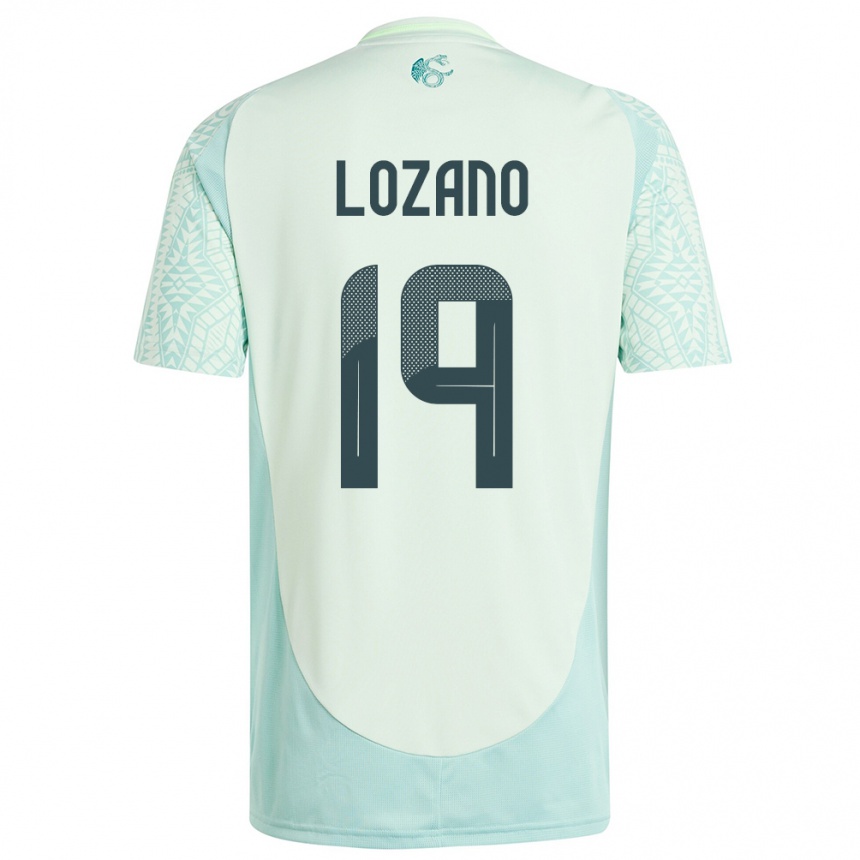 Kids Football Mexico Esteban Lozano #19 Linen Green Away Jersey 24-26 T-Shirt Za