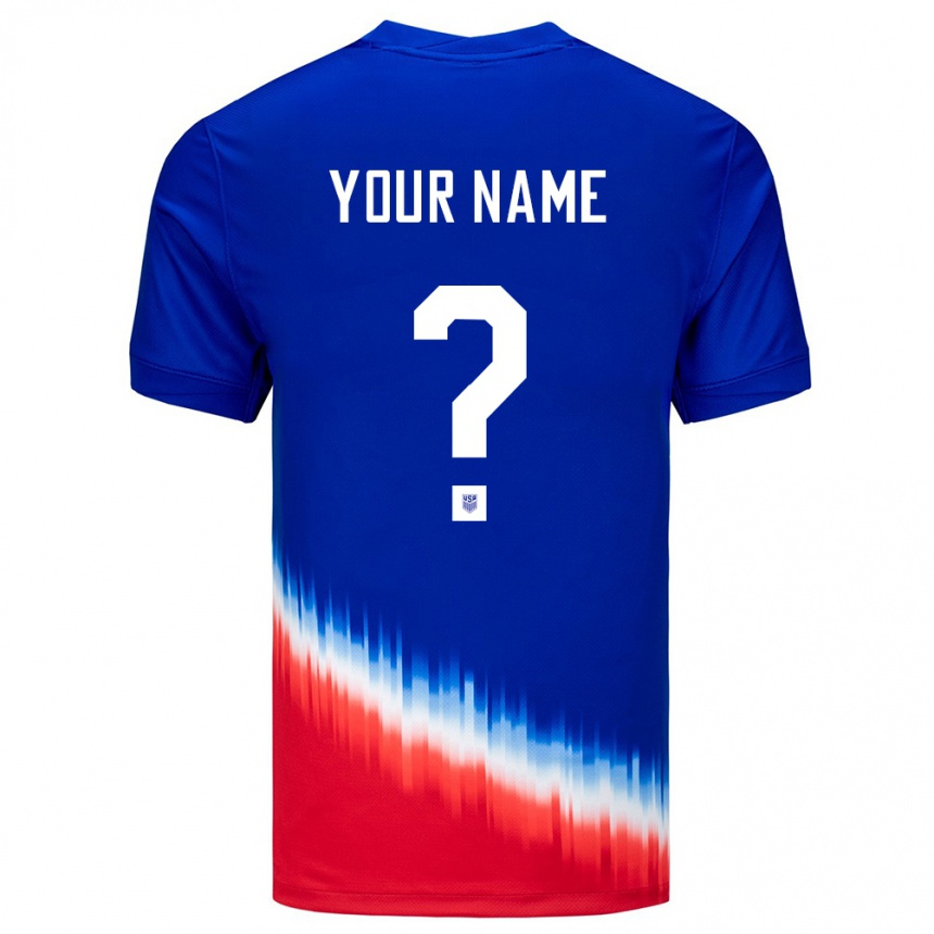 Kids Football United States Your Name #0 Blue Away Jersey 24-26 T-Shirt Za