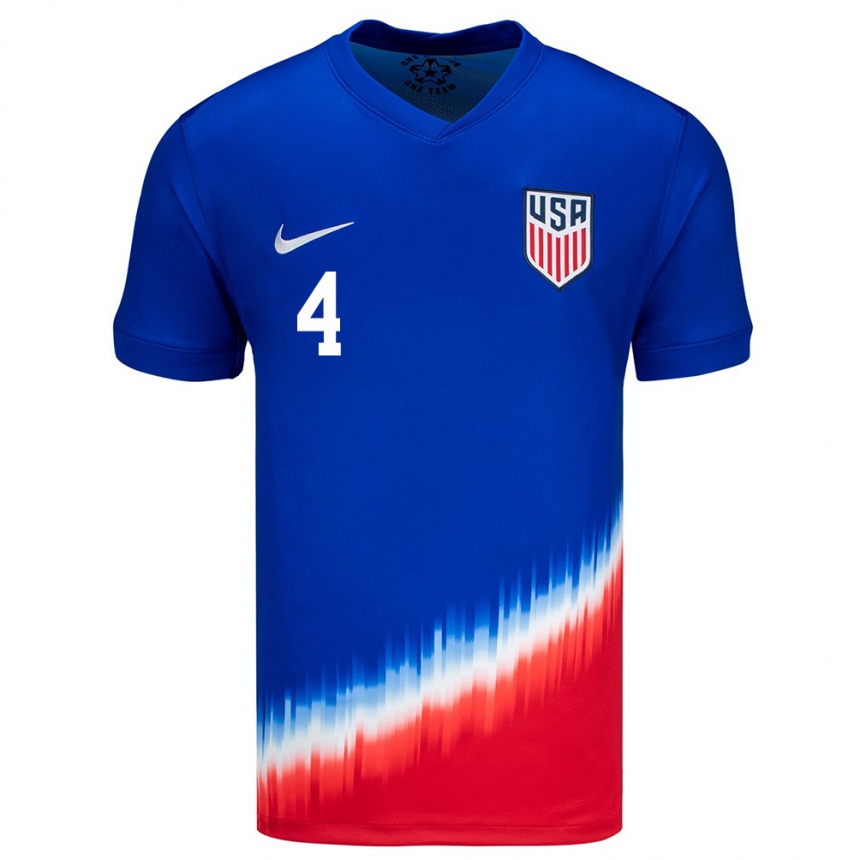 Kids Football United States Becky Sauerbrunn #4 Blue Away Jersey 24-26 T-Shirt Za