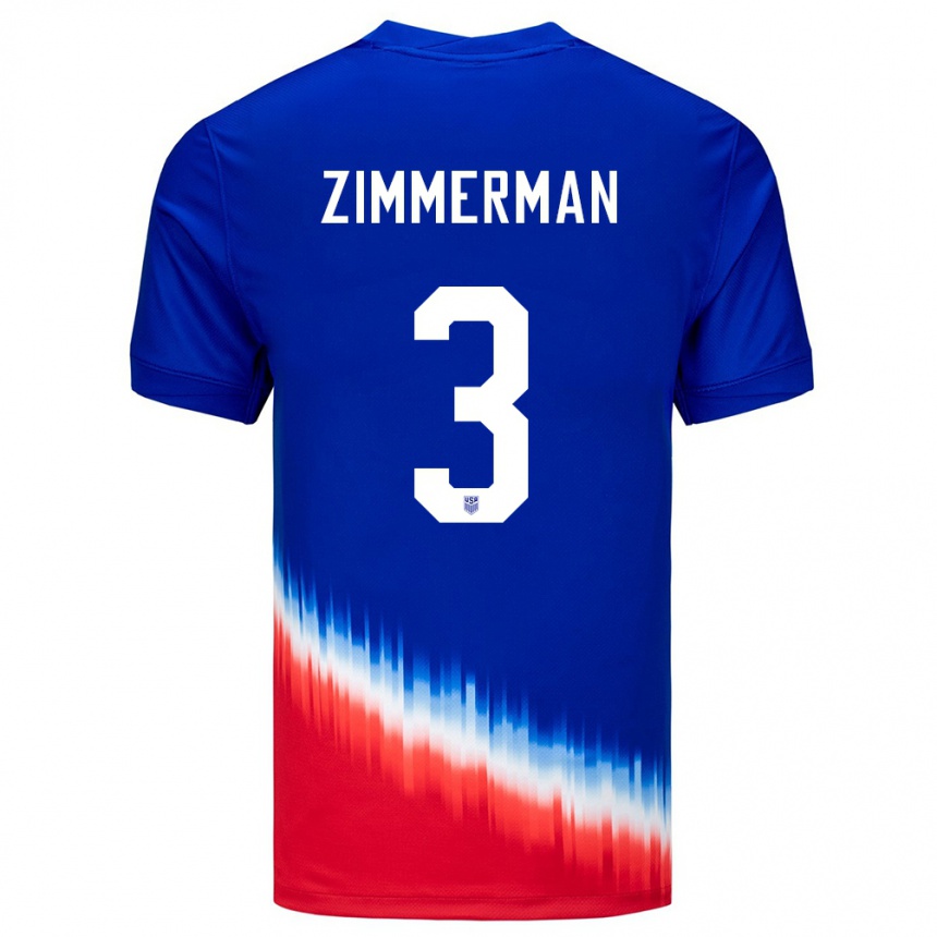 Kids Football United States Walker Zimmerman #3 Blue Away Jersey 24-26 T-Shirt Za