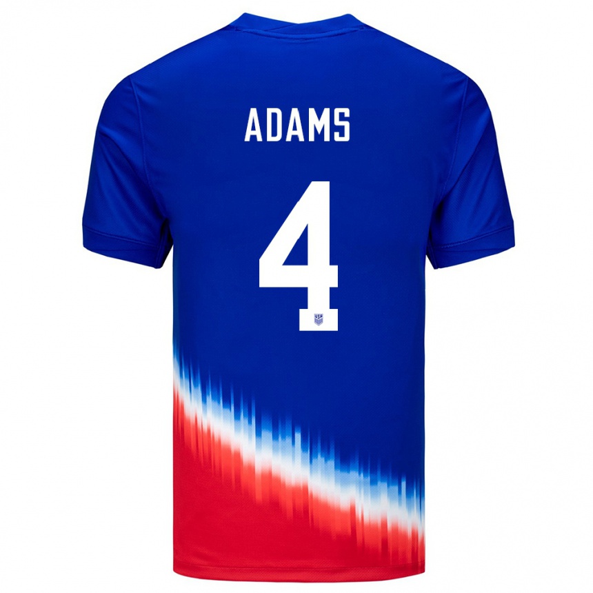 Kids Football United States Tyler Adams #4 Blue Away Jersey 24-26 T-Shirt Za