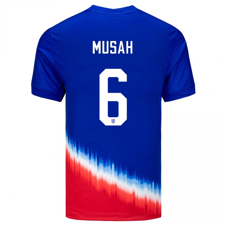 Kids Football United States Yunus Musah #6 Blue Away Jersey 24-26 T-Shirt Za