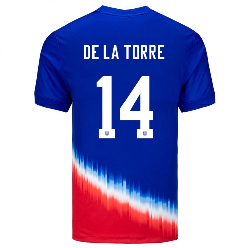 Kids Football United States Luca De La Torre #14 Blue Away Jersey 24-26 T-Shirt Za