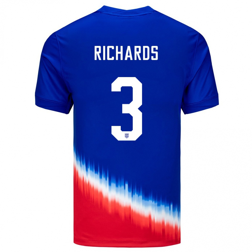 Kids Football United States Chris Richards #3 Blue Away Jersey 24-26 T-Shirt Za