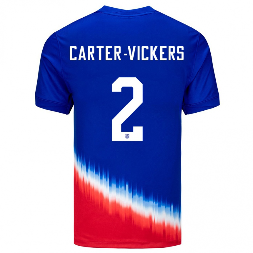 Kids Football United States Cameron Carter-Vickers #2 Blue Away Jersey 24-26 T-Shirt Za