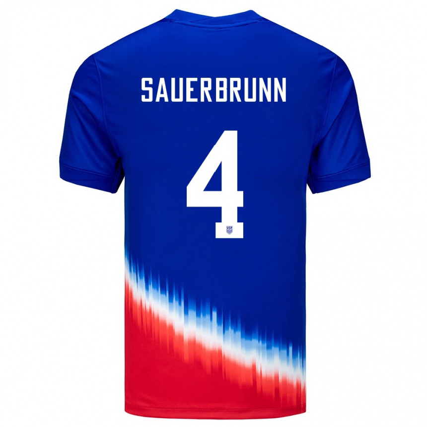 Kids Football United States Becky Sauerbrunn #4 Blue Away Jersey 24-26 T-Shirt Za