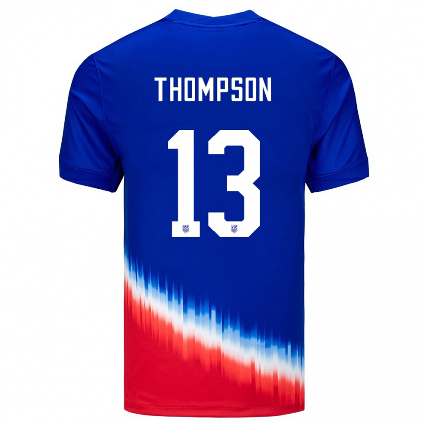 Kids Football United States Alyssa Thompson #13 Blue Away Jersey 24-26 T-Shirt Za