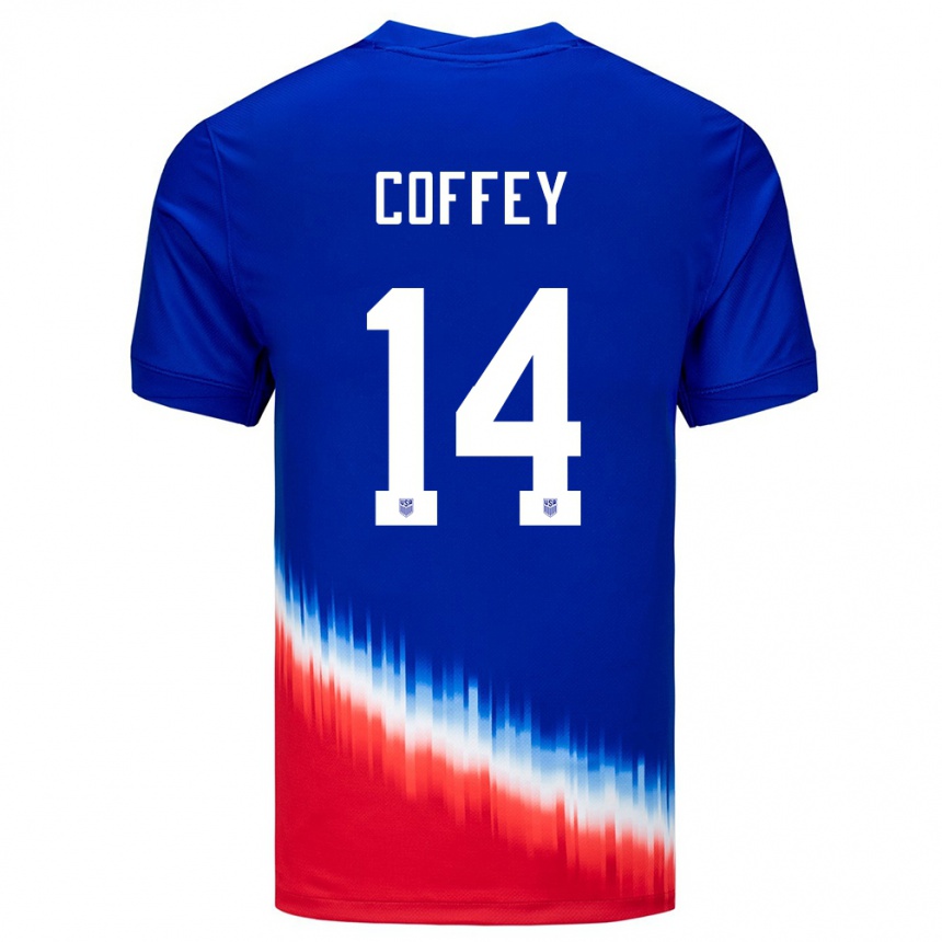 Kids Football United States Sam Coffey #14 Blue Away Jersey 24-26 T-Shirt Za