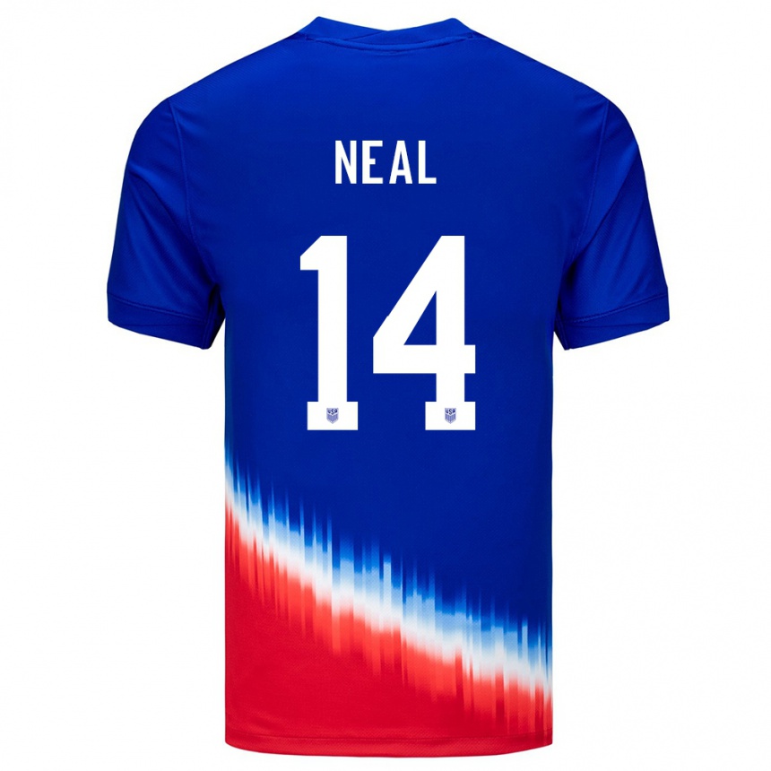 Kids Football United States Jalen Neal #14 Blue Away Jersey 24-26 T-Shirt Za