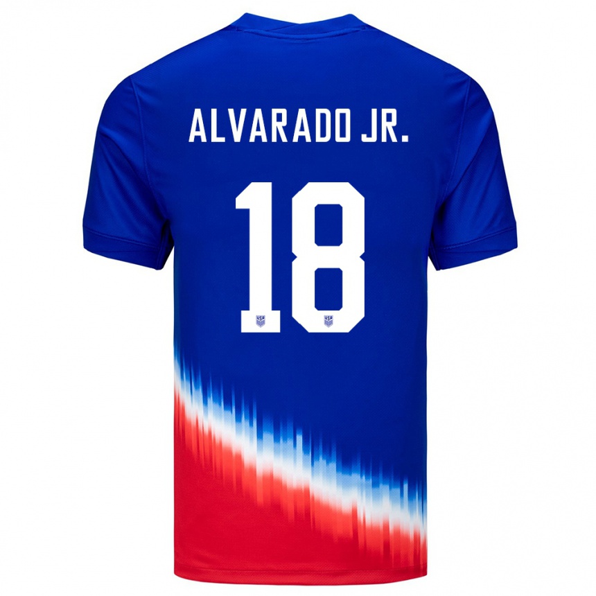 Kids Football United States Alejandro Alvarado Jr #18 Blue Away Jersey 24-26 T-Shirt Za