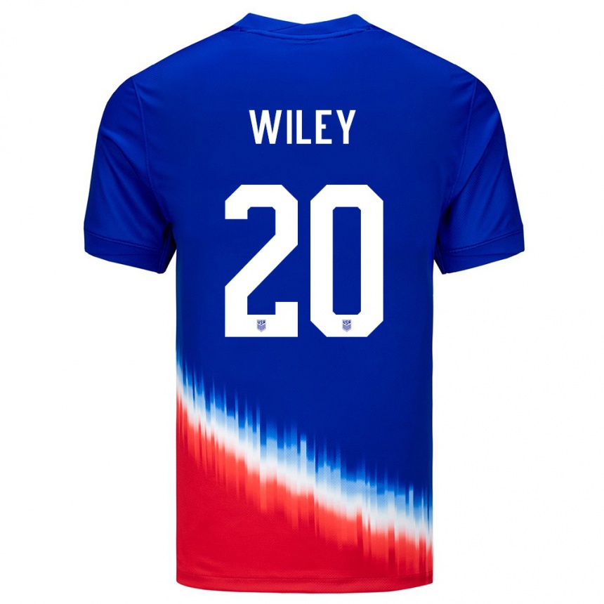 Kids Football United States Caleb Wiley #20 Blue Away Jersey 24-26 T-Shirt Za