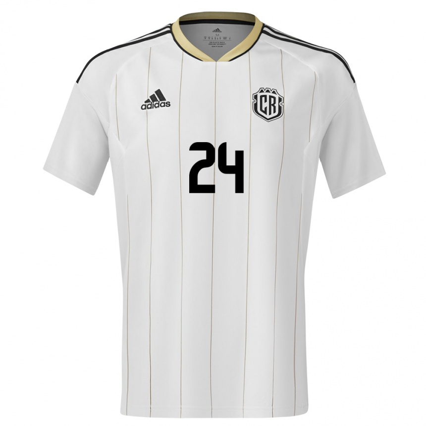 Kids Football Costa Rica Douglas Lopez #24 White Away Jersey 24-26 T-Shirt Za