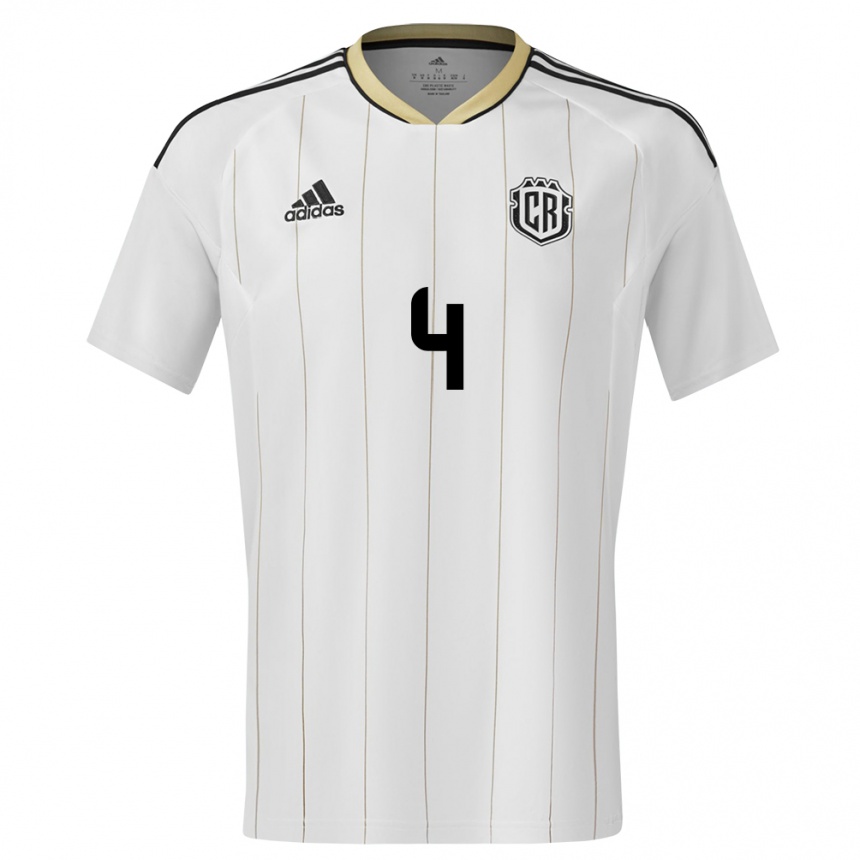 Kids Football Costa Rica Juan Pablo Vargas #4 White Away Jersey 24-26 T-Shirt Za