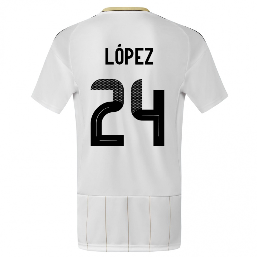 Kids Football Costa Rica Douglas Lopez #24 White Away Jersey 24-26 T-Shirt Za