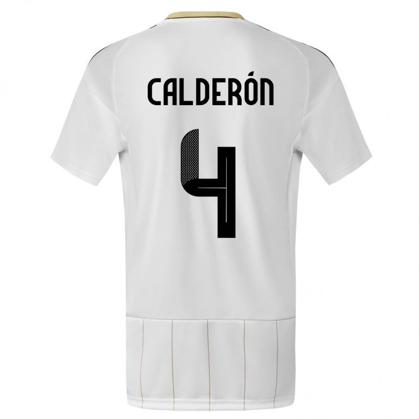 Kids Football Costa Rica Brandon Calderon #4 White Away Jersey 24-26 T-Shirt Za