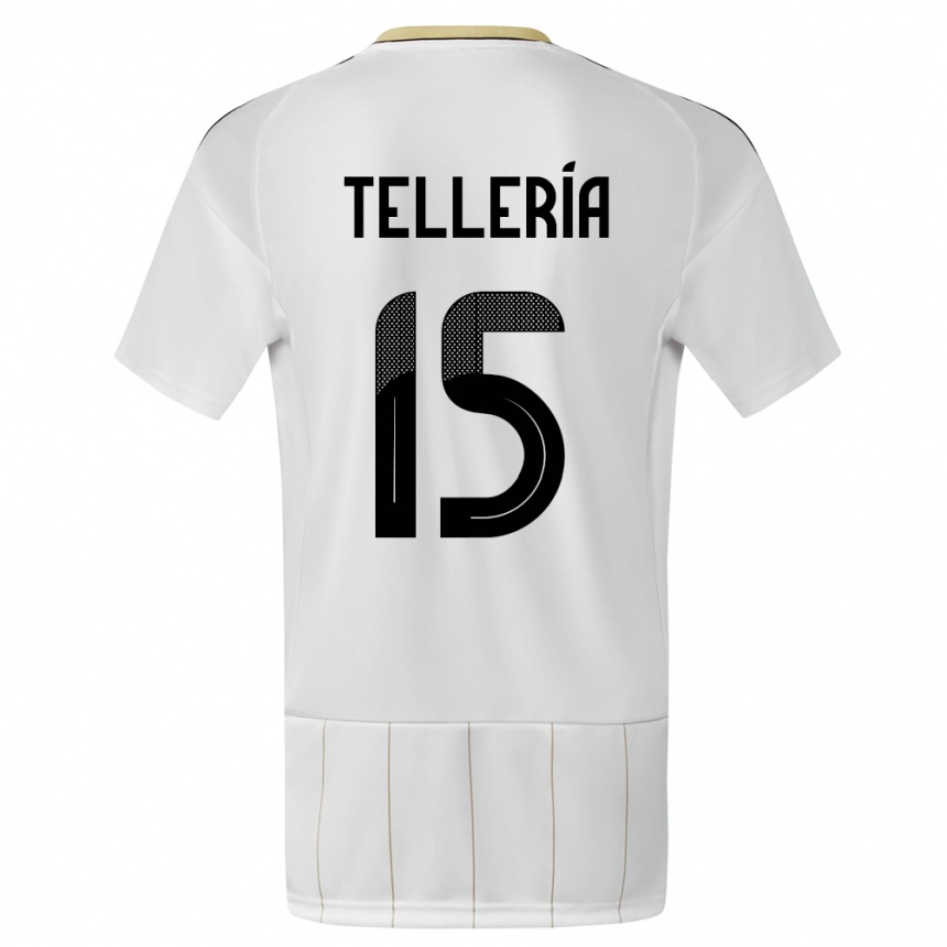 Kids Football Costa Rica Jostin Telleria #15 White Away Jersey 24-26 T-Shirt Za