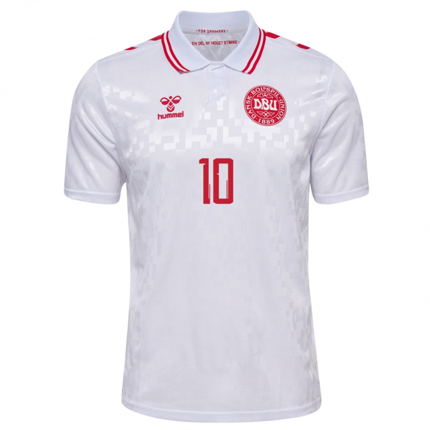 Kids Football Denmark Gustav Christensen #10 White Away Jersey 24-26 T-Shirt Za