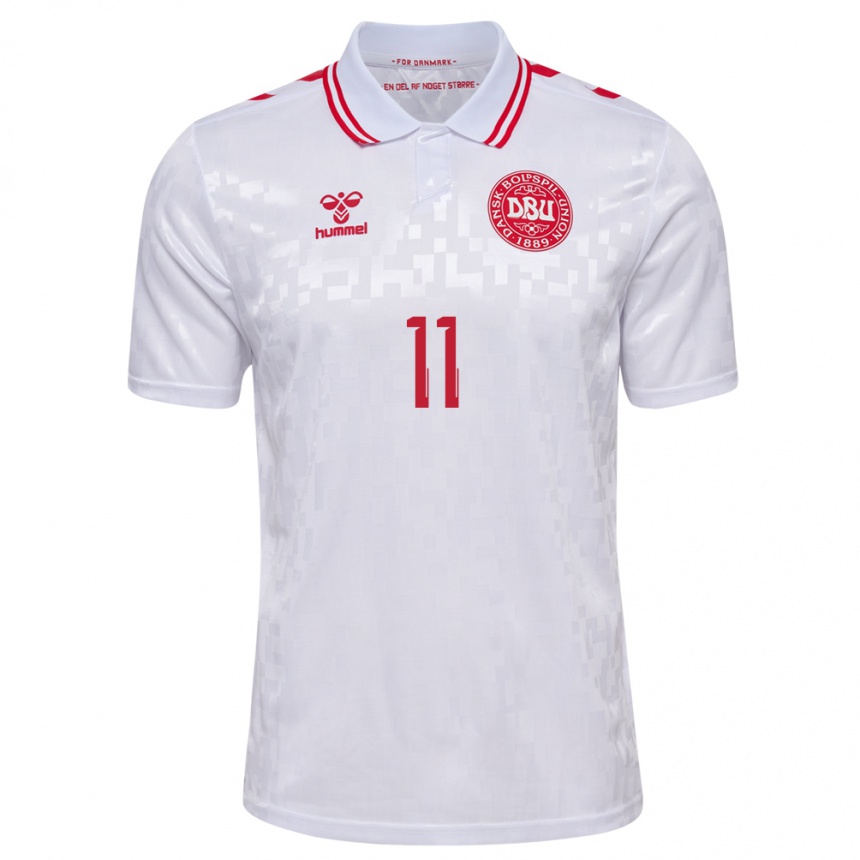 Kids Football Denmark Katrine Veje #11 White Away Jersey 24-26 T-Shirt Za